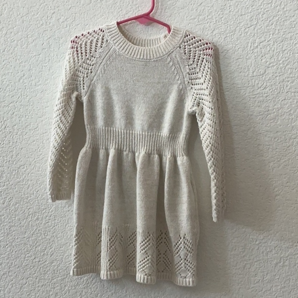 Cat & Jack Elegant Cream Knit Kids Dress Size 2T